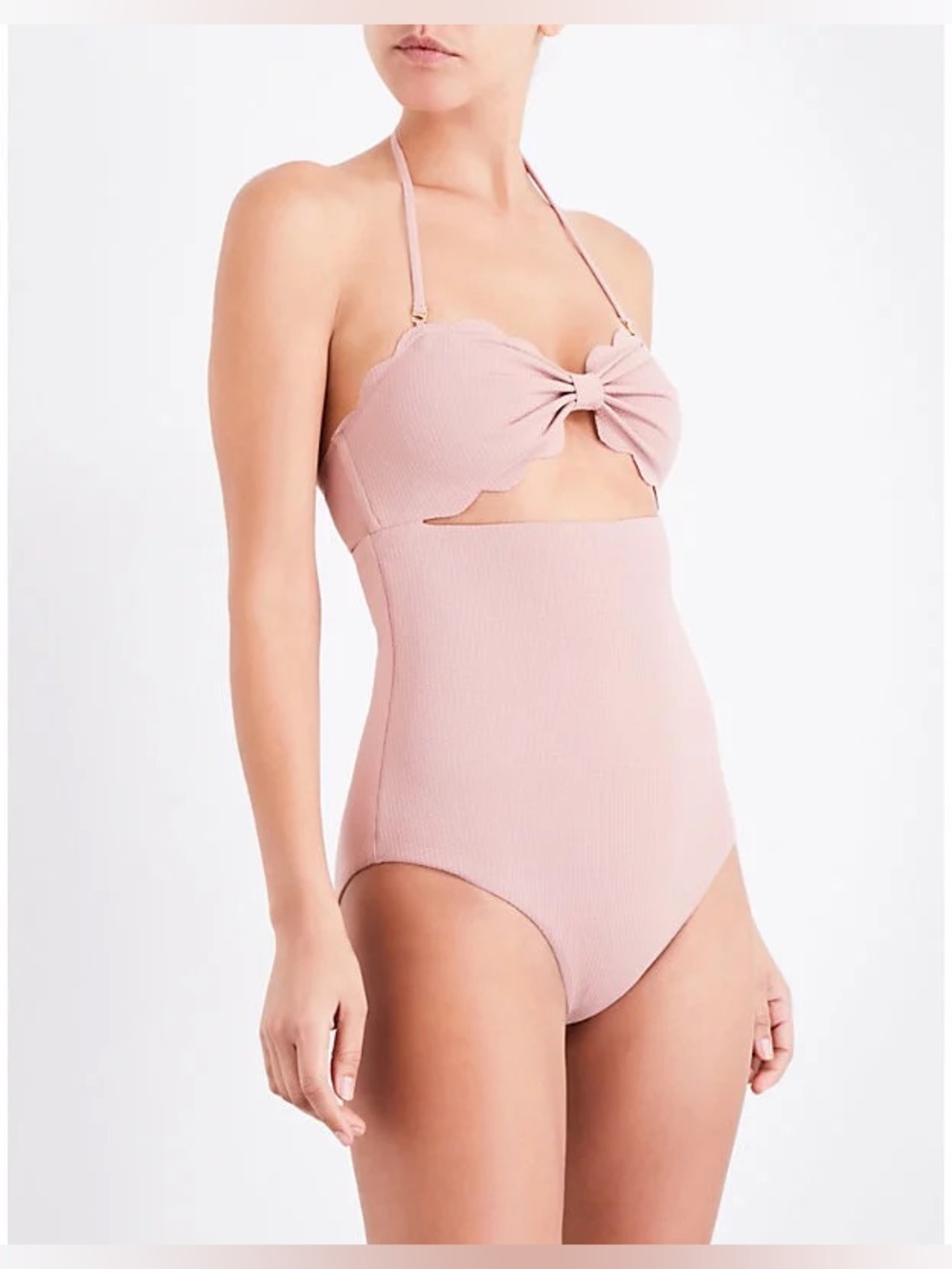 MARYSIA Pink Scalloped Antibes Maillot Halter/Strapless One-Piece Swimsuit $369 - Picture 10 of 11